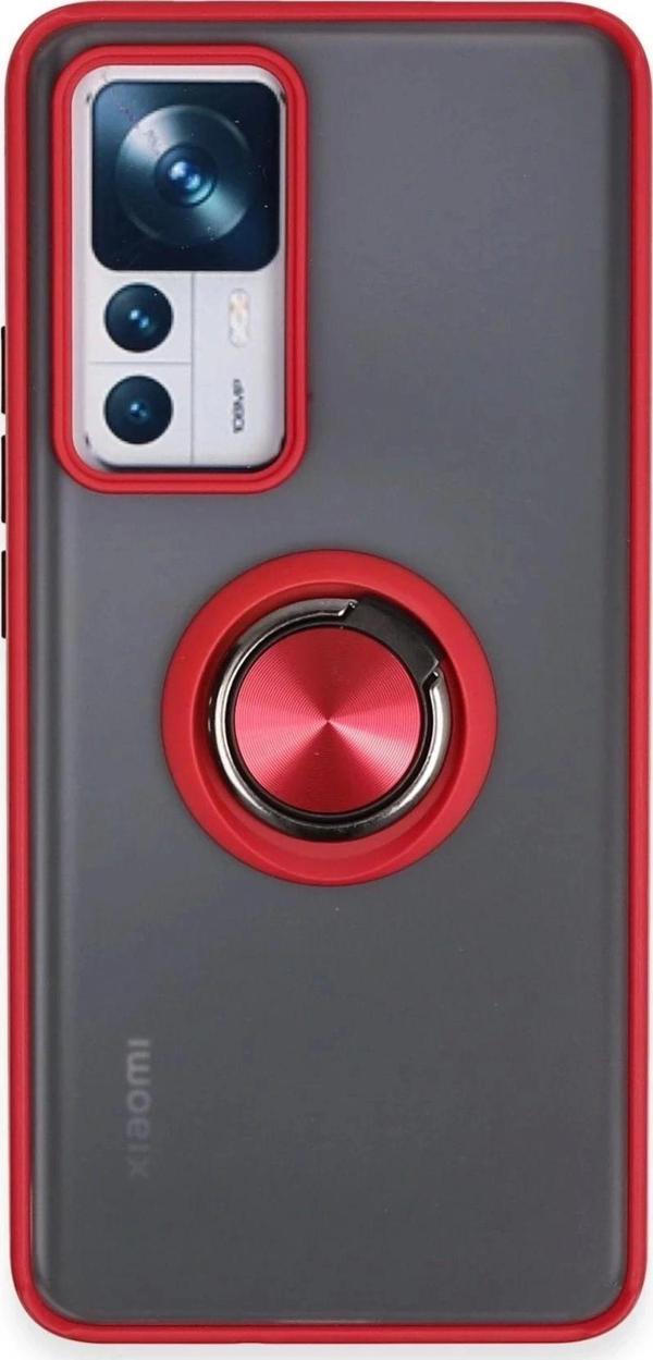 Xiaomi Mi 12T Pro Kılıf Montreal Yüzüklü Silikon Kapak - Kırmızı - Image 1