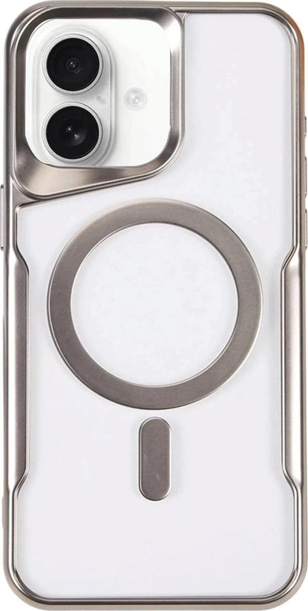 iPhone 16 Kılıf Boyi Magsafe Silikon Kapak - Gümüş - Image 1