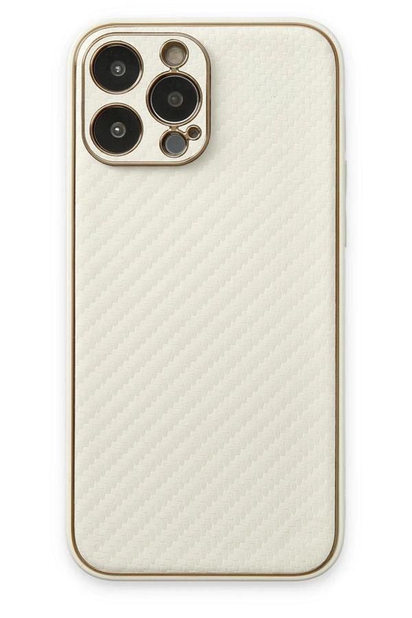 iPhone 13 Pro Max Kılıf Coco Karbon Silikon - Beyaz - Image 1