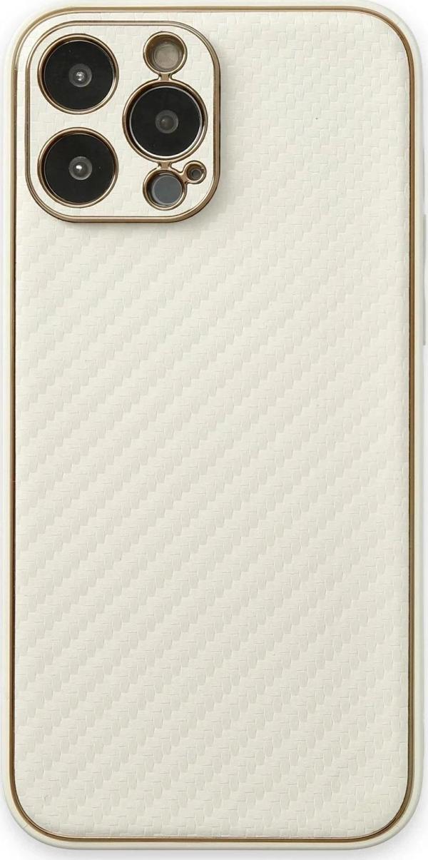 iPhone 13 Pro Max Kılıf Coco Karbon Silikon - Beyaz - Image 1