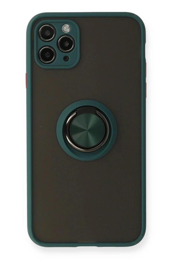 iPhone 11 Pro Kılıf Montreal Yüzüklü Silikon Kapak - Yeşil - Image 1
