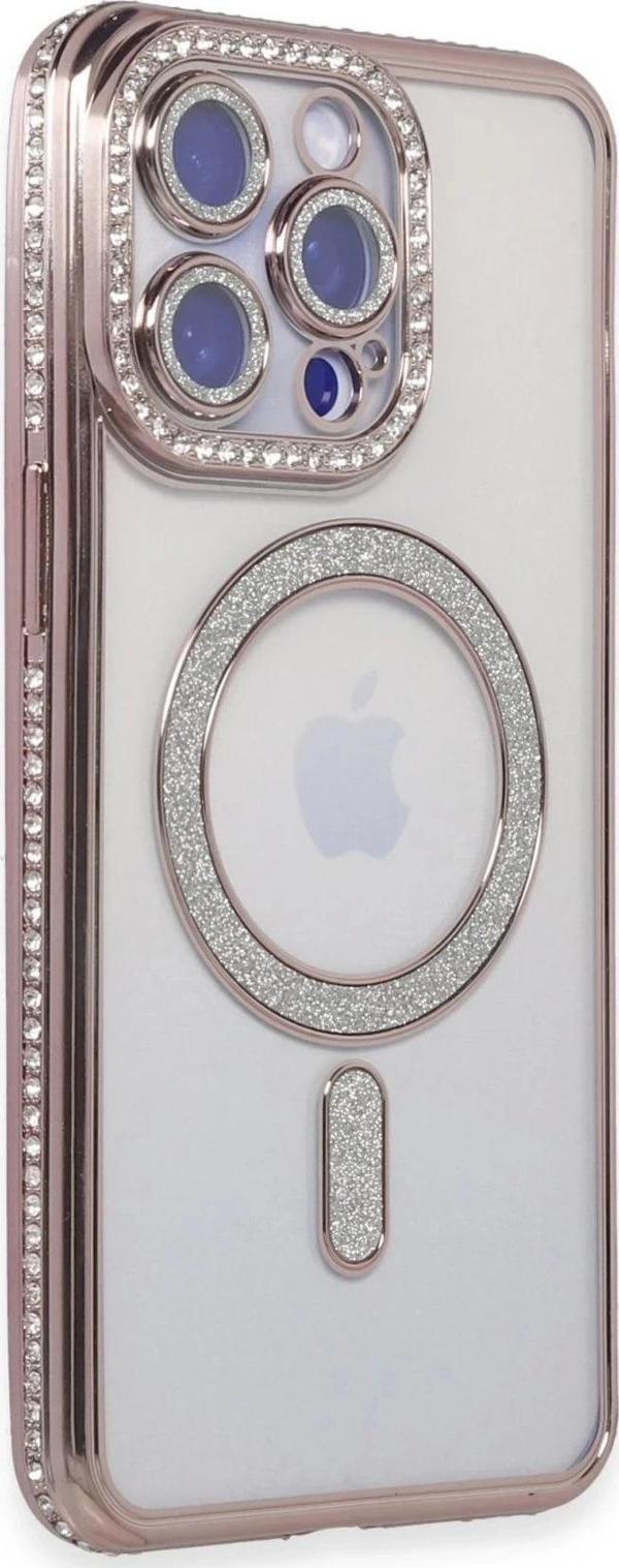 iPhone 14 Pro Kılıf Joke Simli Magneticsafe Kılıf - Pembe - Image 1