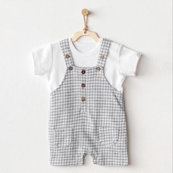Andywawa Ac25804 Jumpsuit Set Little King Salopet Takım Grey - Image 1