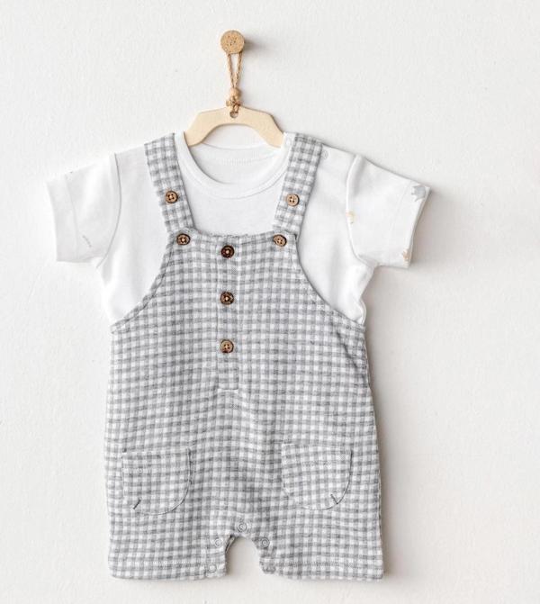 Andywawa Ac25804 Jumpsuit Set Little King Salopet Takım Grey - Image 1