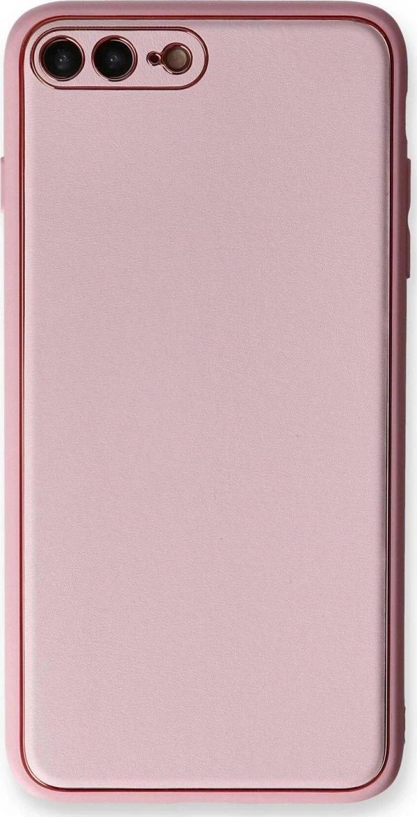 iPhone 7 Plus Kılıf Coco Deri Silikon Kapak - Pudra - Image 1