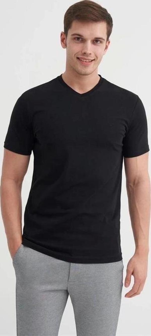 4624 Basıc V Yaka Erkek T-Shirt Siyah - Image 1