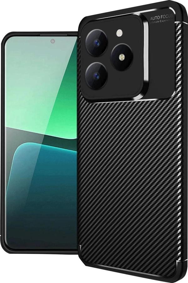 Realme C61 Kılıf Auto Focus Karbon Kapak - Siyah - Image 1