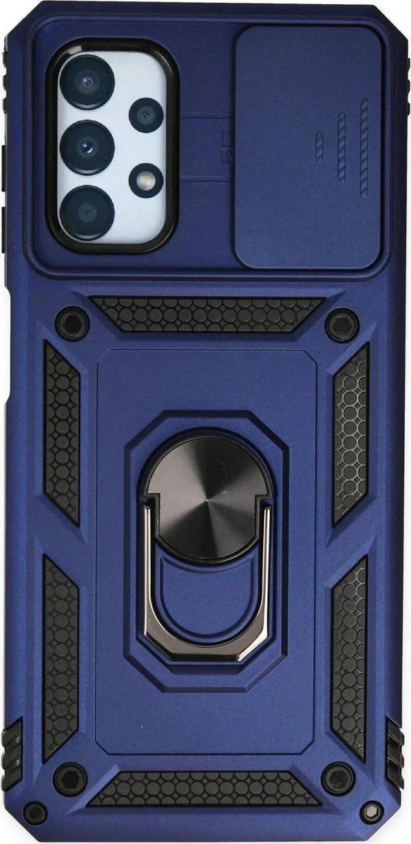 Samsung Galaxy A23 4G Kılıf Pars Lens Yüzüklü Silikon - Lacivert - Image 1
