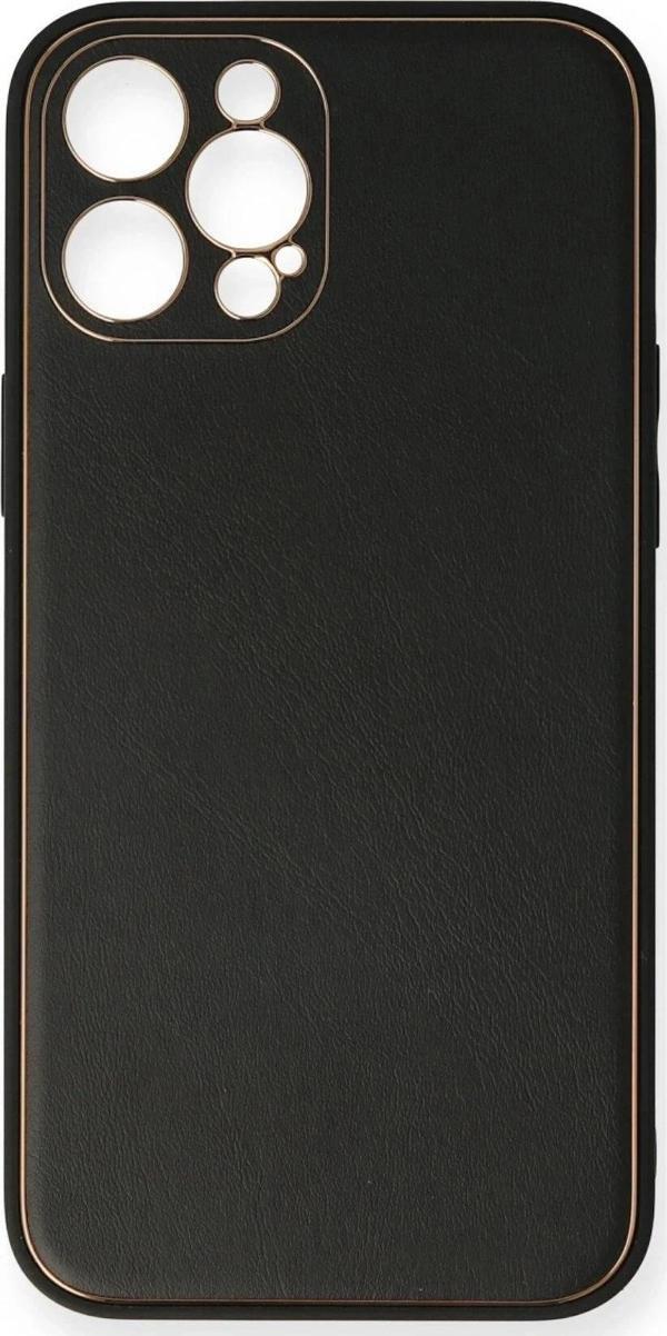 iPhone 12 Pro Kılıf Coco Deri Silikon Kapak - Siyah - Image 1