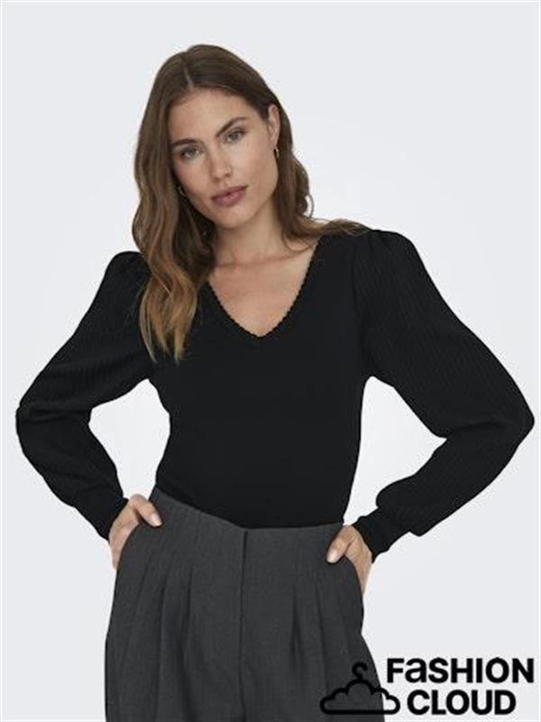 V Yaka Günlük Giyilebilen Şık Yaka Detay Kadın Sweat - Image 1