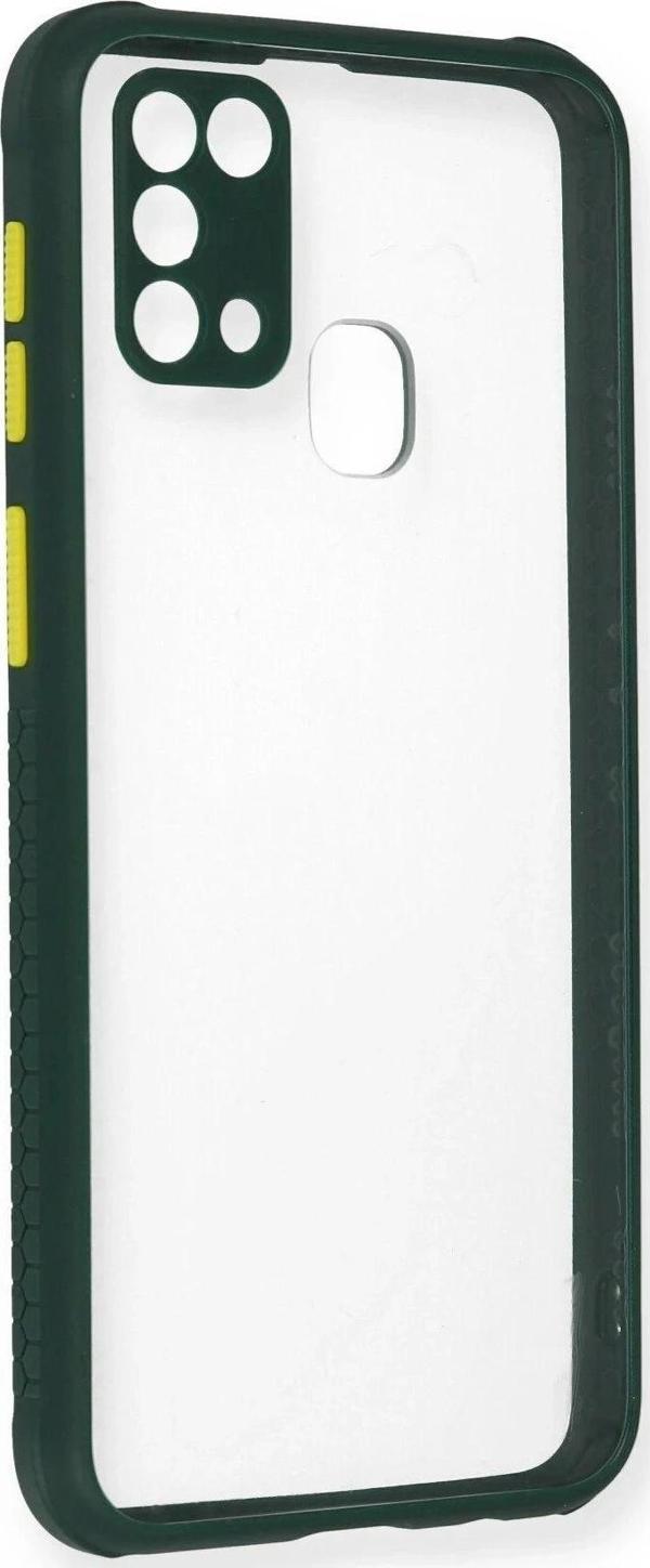 Samsung Galaxy M31 Kılıf Miami Şeffaf Silikon - Koyu Yeşil - Image 1