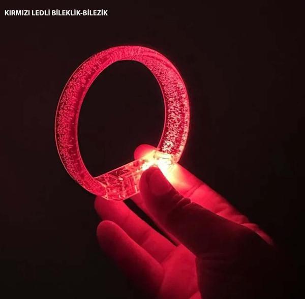 Kırmızı Led Işıklı Baskı Yapılabilen Pilli Bileklik Bilezik 1,5 cm Genişlik - Image 1