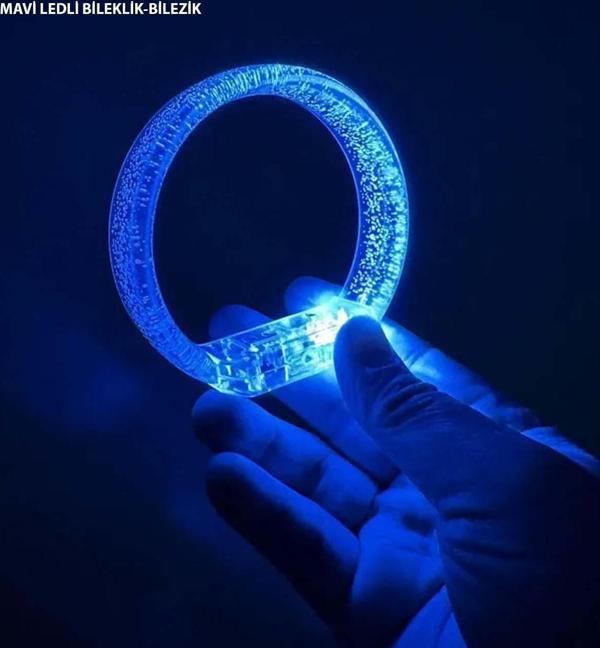 Mavi Led Işıklı Baskı Yapılabilen Pilli Bileklik Bilezik 1,5 cm Genişlik - Image 1
