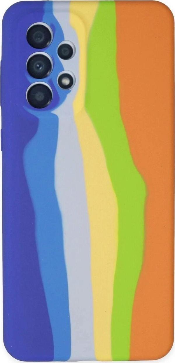Samsung Galaxy A53 5G Kılıf Ebruli Lansman Silikon - Mavi-Turuncu - Image 1