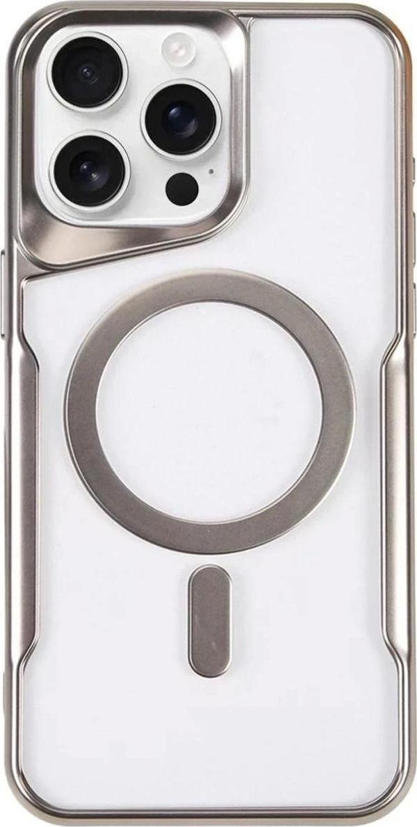 iPhone 14 Pro Max Kılıf Boyi Magsafe Silikon Kapak - Gümüş - Image 1