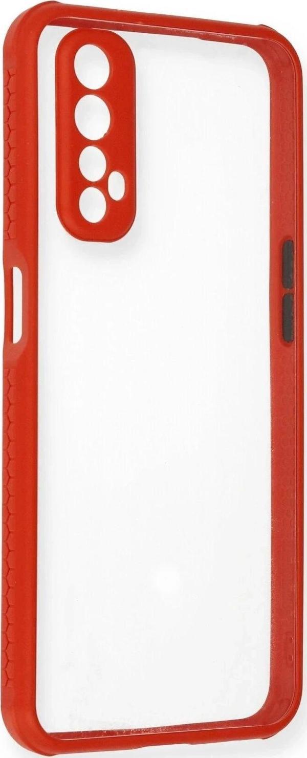 Realme 7 Kılıf Miami Şeffaf Silikon - Kırmızı - Image 1
