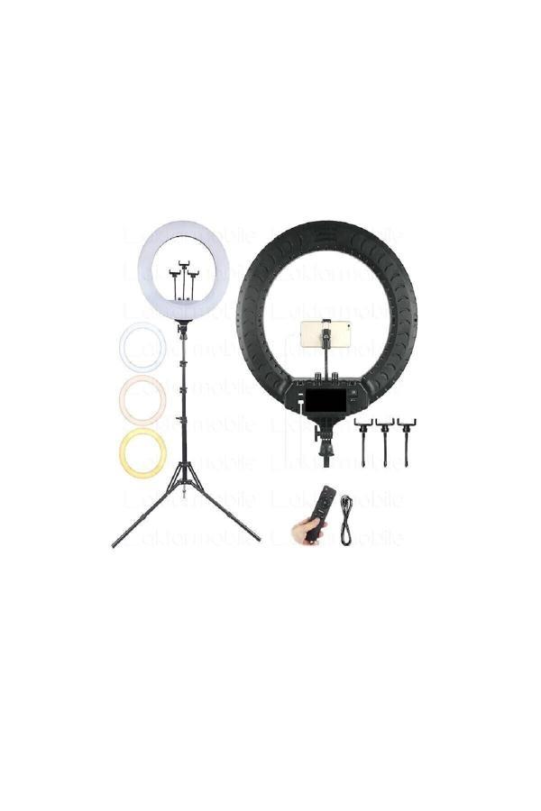 Led Rl-21 Inç 220v Girişli 3 Adet Telefon Tutacaklı+uzaktan Kumanda+çantalı Selfie Işığı - Image 1