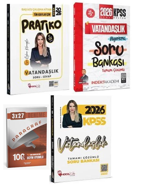 İndeks + Hoca Kafası 2026 KPSS Vatandaşlık Pratiko + Soru + Paragraf Deneme 4 lü Set - İndeks Akademi Yayıncılık - Image 1