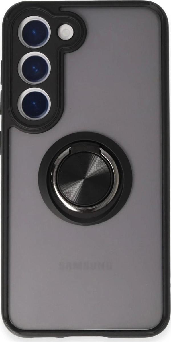 Samsung Galaxy S23 Kılıf Montreal Yüzüklü Silikon Kapak - Siyah - Image 1