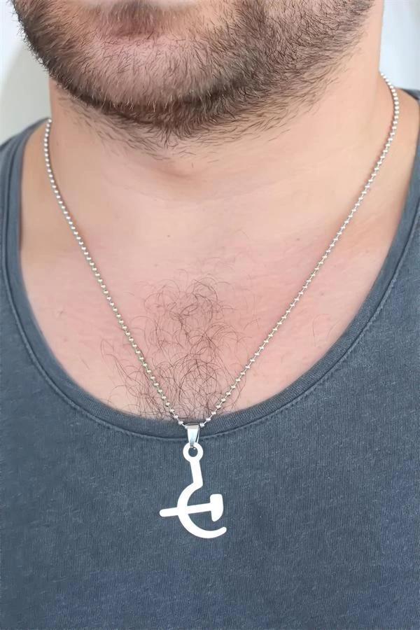 Silver Renk Metal Orak ve Balta Figürlü Erkek Kolye - Image 1