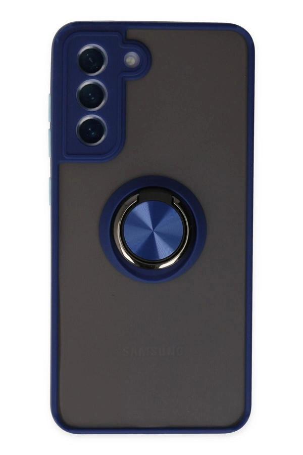 Samsung Galaxy S21 FE Kılıf Montreal Yüzüklü Silikon Kapak - Lacivert - Image 1