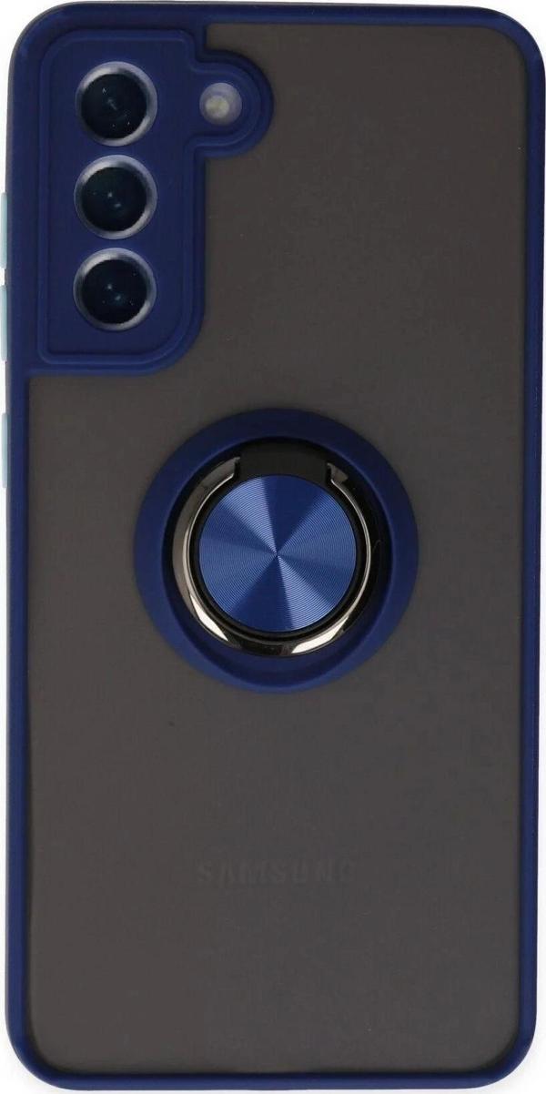 Samsung Galaxy S21 FE Kılıf Montreal Yüzüklü Silikon Kapak - Lacivert - Image 1