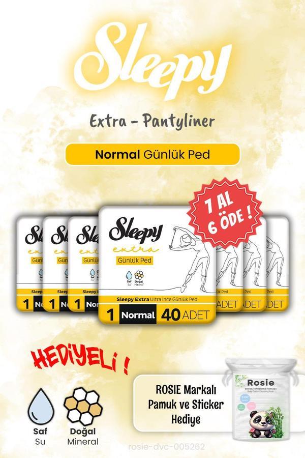 Sleepy Extra 7 AL 6 ÖDE Günlük Ped Normal 40'lı ve Rosie Hediye - Image 1
