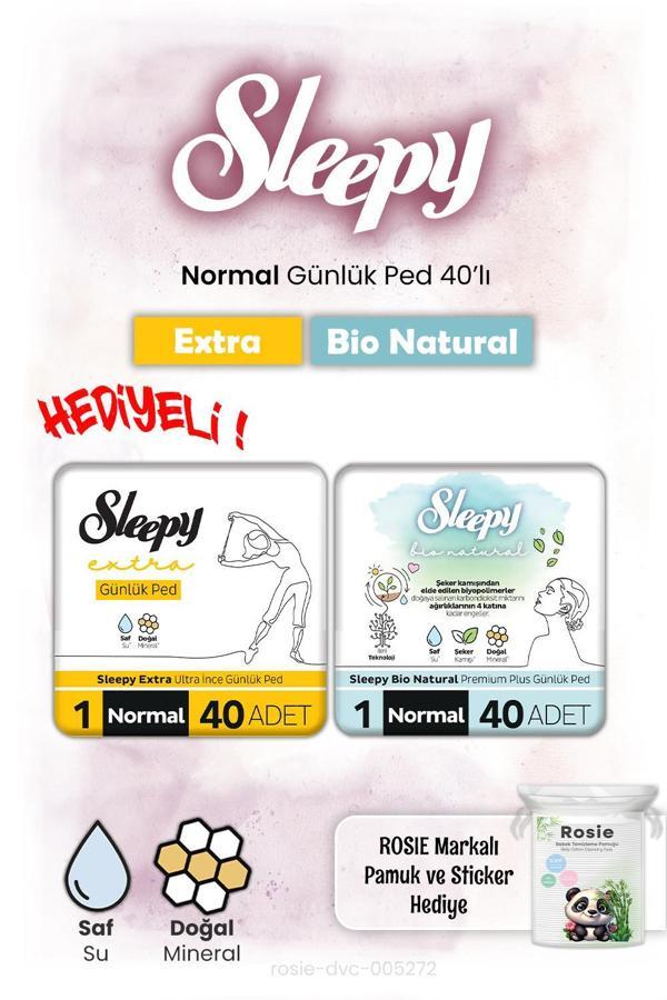 Sleepy Bio Natural ve Extra Günlük Ped Normal 40'lı ve Rosie hediye - Image 1