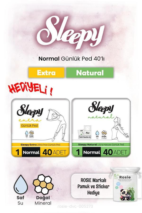 Sleepy Natural ve Extra Günlük Ped Normal 40'lı ve Rosie hediye - Image 1