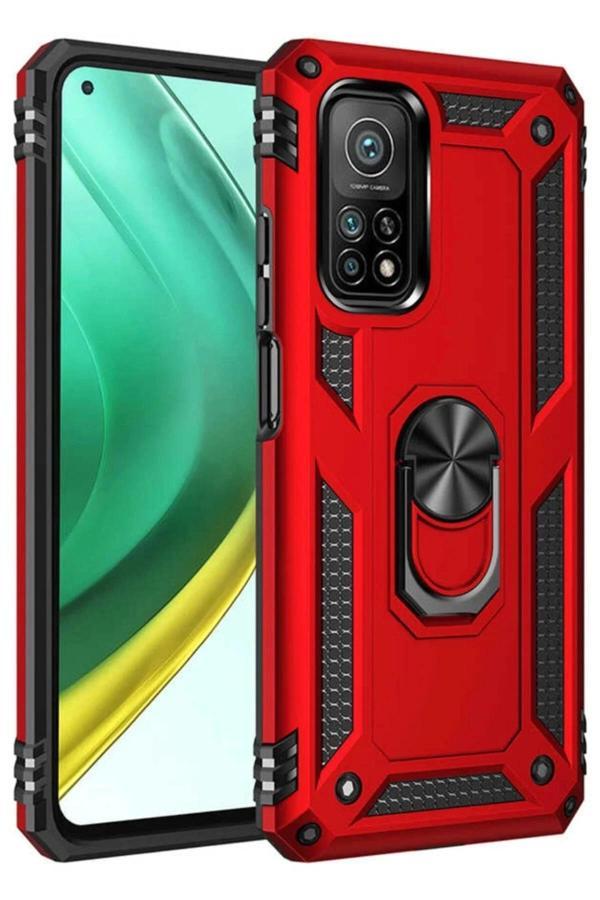 Xiaomi Mi 10T Pro Kılıf Sofya Yüzüklü Silikon Kapak - Kırmızı - Image 1
