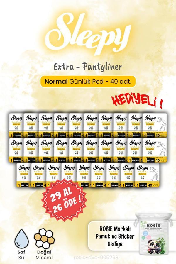 Sleepy Extra 29 AL 26 ÖDE 40'lı Günlük Ped Normal 40'lı ve Rosie Hediye - Image 1