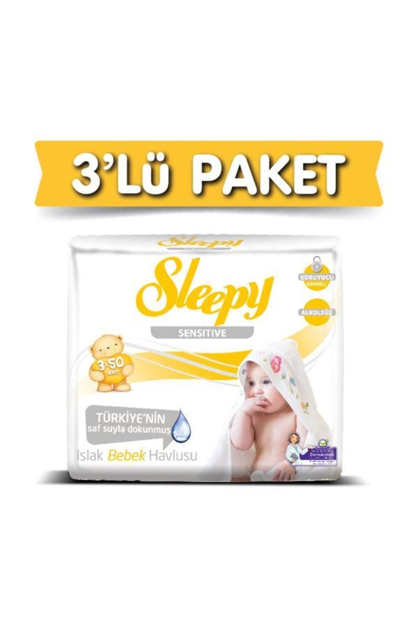 Sleepy 3'lü Sensitive Islak Havlu 50 Yaprak 3 Adet - Image 1