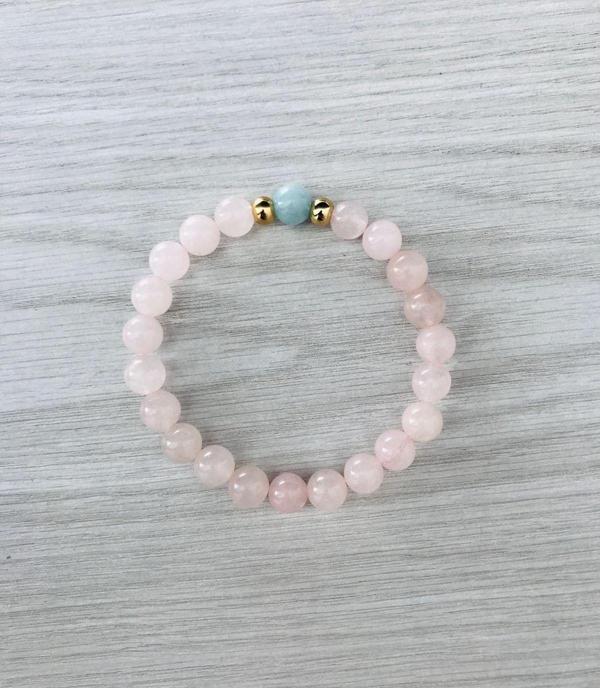 MK TASARIM Gerçek Pembe Kuvars, Mavi Kuvars Taşı Bileklik MK100152 - Image 1