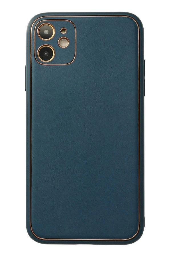 iPhone 12 Kılıf Coco Deri Silikon Kapak - Mavi - Image 1