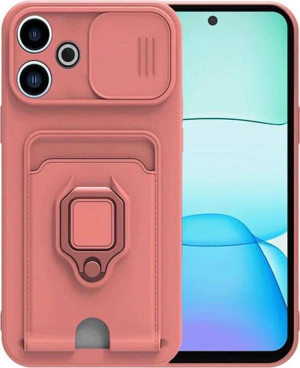 Xiaomi Redmi 13 4G Kılıf Zuma Kartvizitli Yüzüklü Silikon - Pembe - Image 1