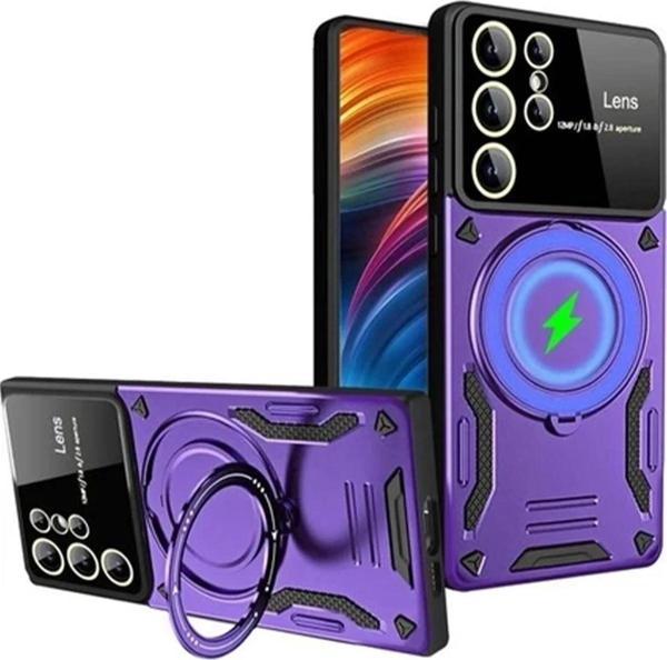 Samsung Galaxy S24 Ultra Kılıf Joy Lens Standlı Kapak - Mor - Image 1