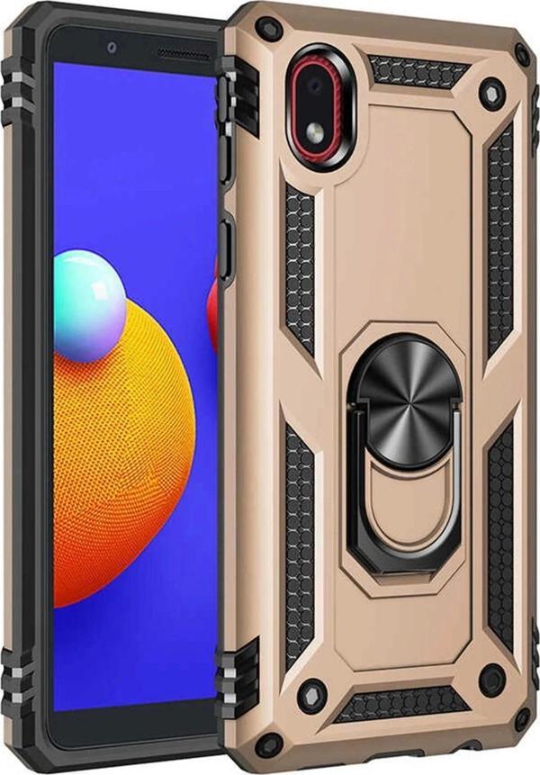 Samsung Galaxy A01 Core Kılıf Sofya Yüzüklü Silikon Kapak - Gold - Image 1