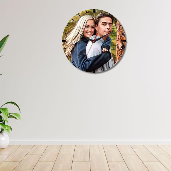 Kişiye Özel Fotoğraflı Cam Duvar Saati – Sevgililere Özel Hediye - Image 1