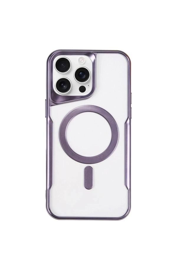 iPhone 14 Pro Max Kılıf Boyi Magsafe Silikon Kapak - Derin Mor - Image 1