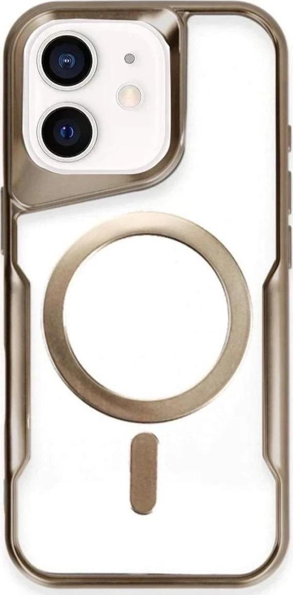 iPhone 12 Kılıf Boyi Magsafe Silikon Kapak - Kahverengi - Image 1