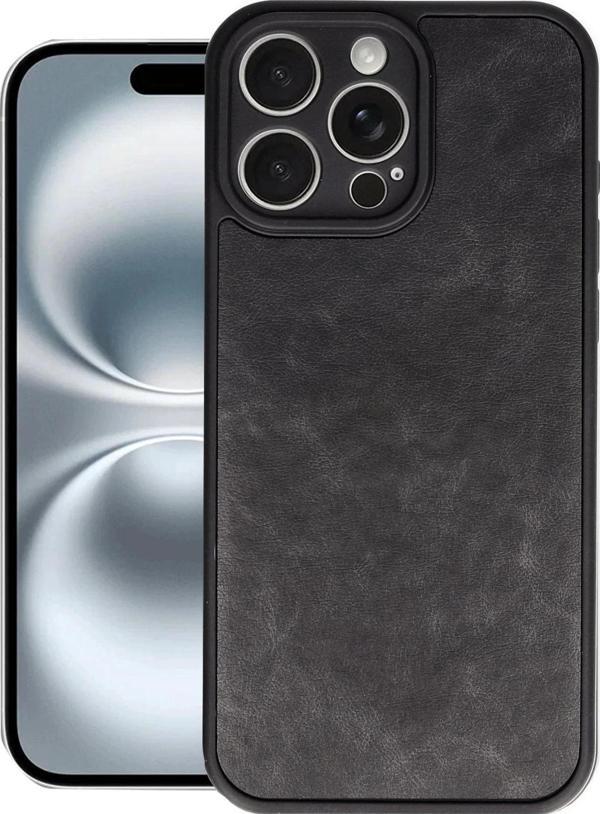 iPhone 16 Pro Kılıf Aras Deri Kapak - Siyah - Image 1