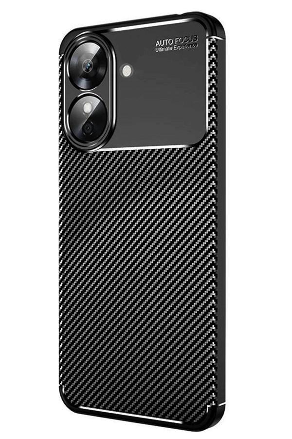 Realme Note 60 Kılıf Auto Focus Karbon Kapak - Siyah - Image 1
