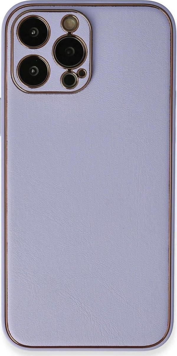 iPhone 13 Pro Kılıf Coco Deri Silikon Kapak - Açık Lila - Image 1