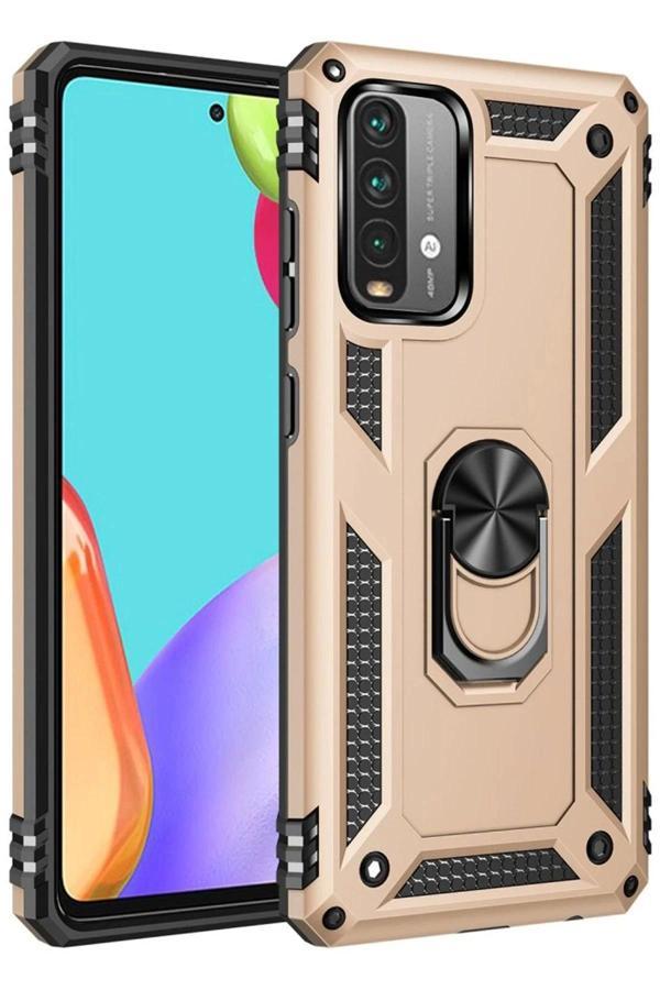 Xiaomi Redmi 9T Kılıf Sofya Yüzüklü Silikon Kapak - Gold - Image 1
