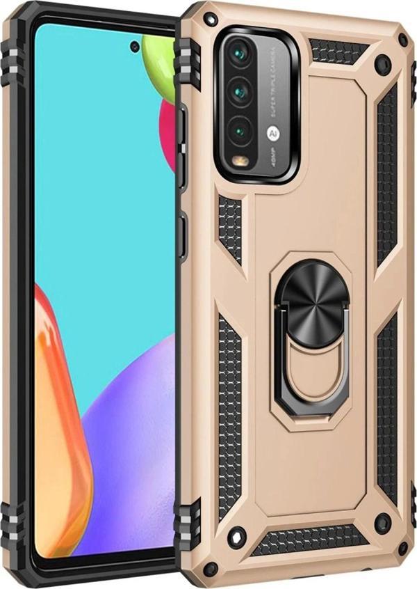 Xiaomi Redmi 9T Kılıf Sofya Yüzüklü Silikon Kapak - Gold - Image 1