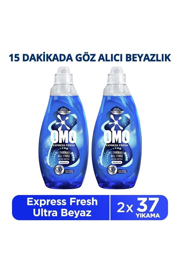 Omo Express Fresh Ultra Beyaz Sıvı Çamaşır Deterjanı 1480 ml X2 - Image 1