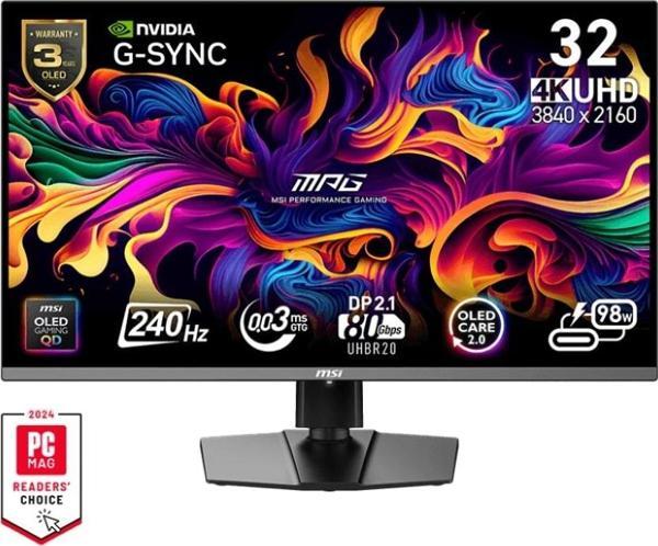 MSI MPG 322URX QD-OLED 31.5" 0.03ms 240Hz UHD QD-OLED G-Sync Curved Gaming (Oyuncu) Monitör - Image 1