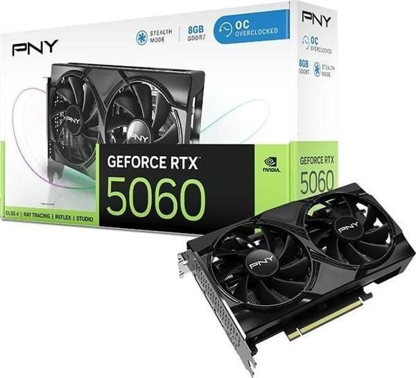PNY GeForce RTX 5060 8GB OC GDDR7 128Bit Dual Fan Siyah Gaming (Oyuncu) Ekran Kartı (VCG50608DFXPB1-O) - Image 1
