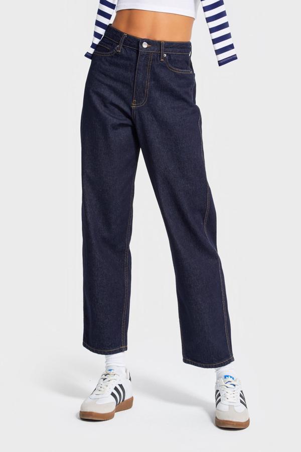 Kadın İndigo Renk 7w5-50 Relax Fit %100 Koton İç Boy 69cm %100 Koton Denim Jean - Image 1