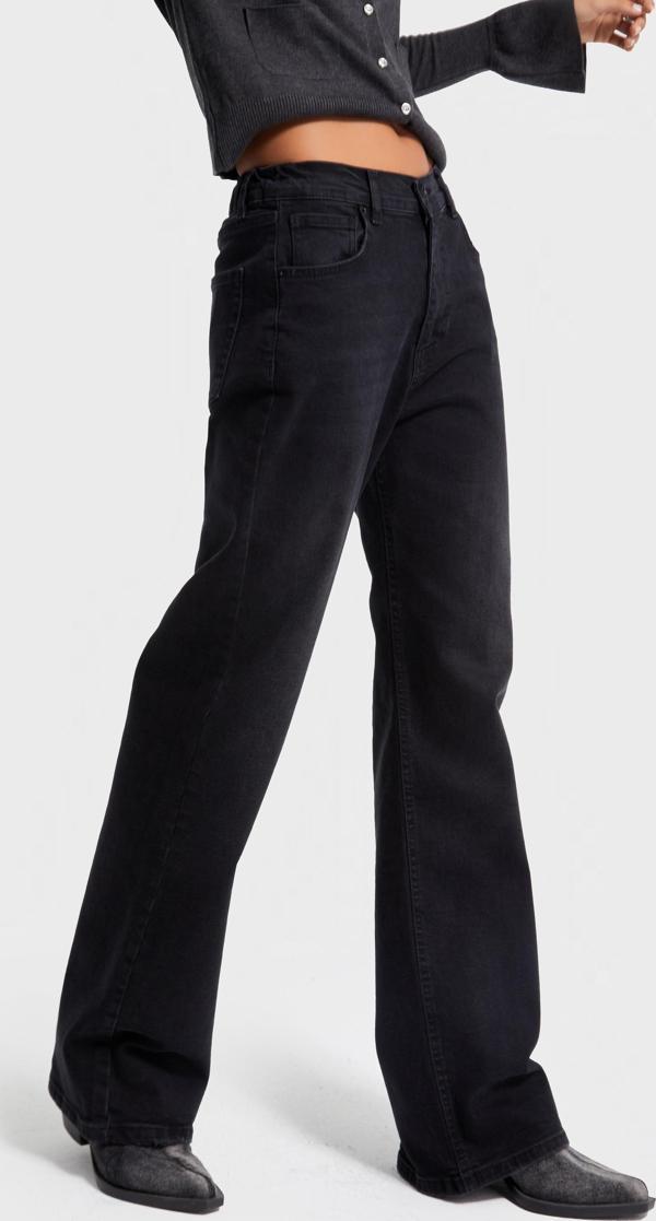 Kadın Siyah Renk 1w5-1 Straight Fit Likralı Kumaş İç Boy 80cm Denim Jean - Image 1